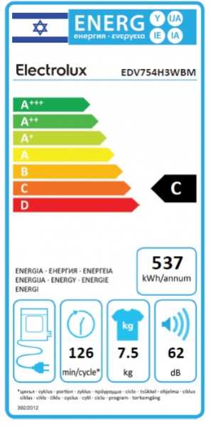 מייבש כביסה 7.5 ק"ג Electrolux דגם EDV754H3WBM אלקטרולוקס  - תמונה 2