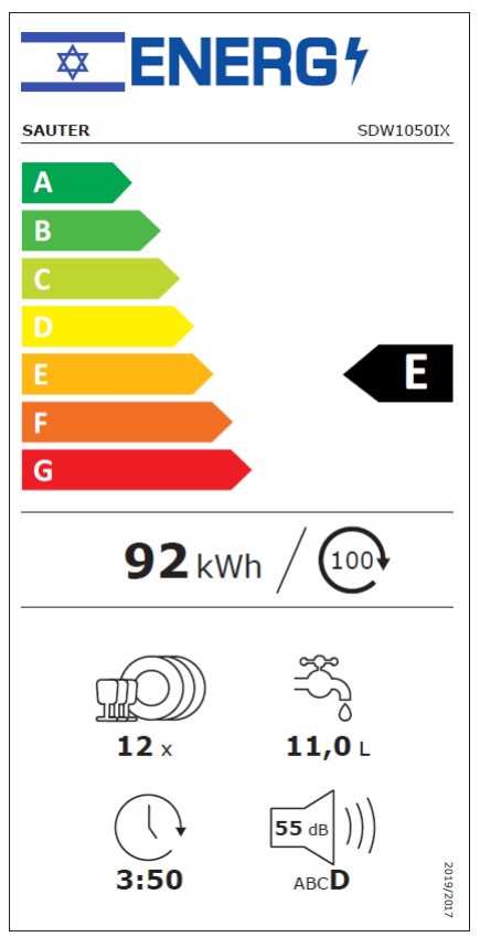 מדיח כלים רחב נירוסטה SAUTER דגם SDW1050IX סאוטר  - תמונה 2