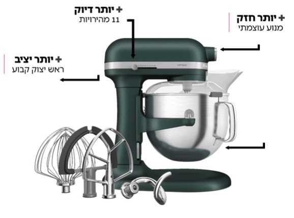 מיקסר KITCHENAID שחור פחם דגם 5KSM70SHXEBK קיצ'נאייד  - תמונה 2