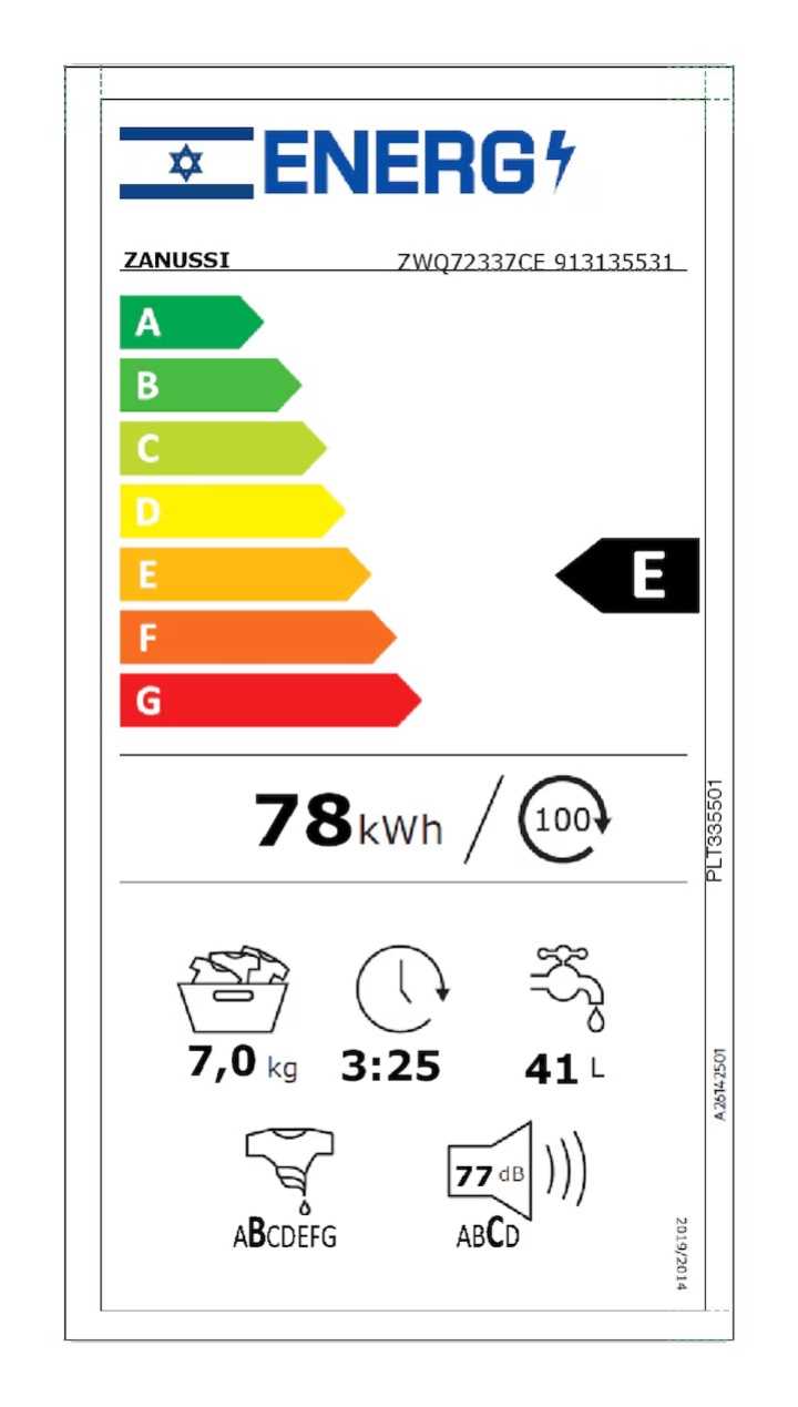 מכונת כביסה פתח עליון 7 ק"ג 1200 סל"ד ZANUSSI דגם ZWQ72337CE זנוסי  - תמונה 2