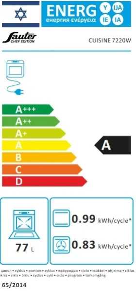 תנור בנוי שבת שחור SAUTER דגם CUISINE 7220W סאוטר - תמונה 2