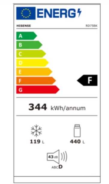 מקרר מקפיא עליון HISENSE נירוסטה שחורה דגם RD75BK - תמונה 2