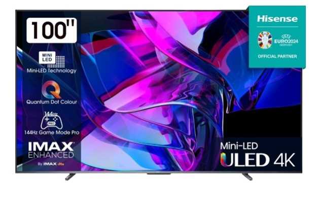 מסך "HISENSE 4K SMART QLED MINI LED 100 דגם 100U7KQ הייסנס - תמונה 1