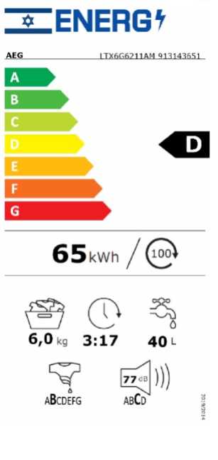 מכונת כביסה פתח עליון 6 ק"ג AEG דגם LTX6G6211AM  - תמונה 2