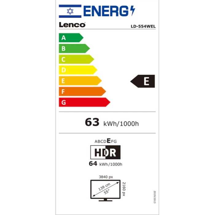 מסך "LENCO SMART 4K 55 דגם LD-554WEL לנקו - תמונה 2