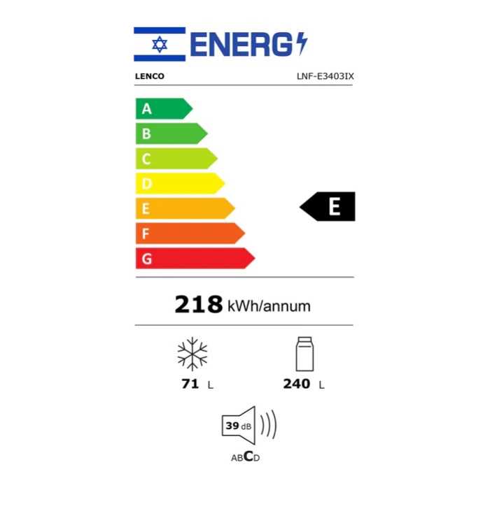 מקרר מקפיא עליון LENCO דגם LNF-E3403IX לנקו כסוף - תמונה 2