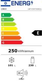 מקרר מקפיא תחתון LENCO דגם LNF-E3073DRIXL לנקו נירוסטה מושחרת - תמונה 2