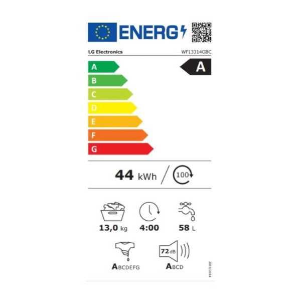 מכונת כביסה פתח חזית 13 ק"ג LG דגם WF13314WBC - תמונה 2