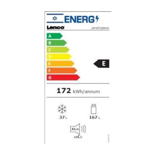 מקרר LENCO לבן 206 ל' דגם DF LDF-ETC206WH לנקו  - תמונה 2